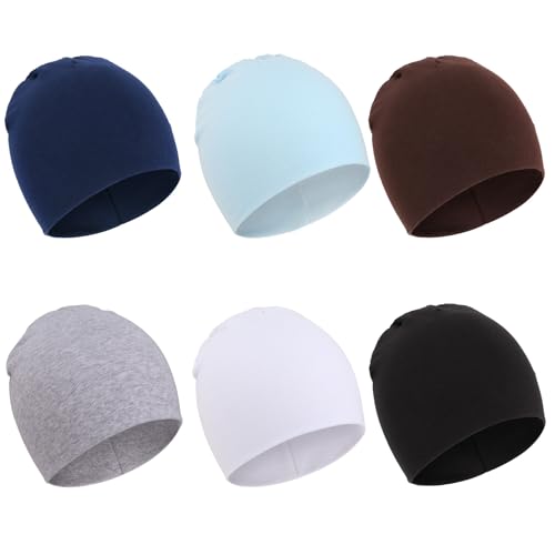 DRESHOW 6 Stücke Unisex Mütze Hut Junge Mütze Frühling Mützchen Kleinkind Wendemütze Jersey Slouch Beanie Bekleidung Unisex Infant Hut Kindergarten Mütze von DRESHOW