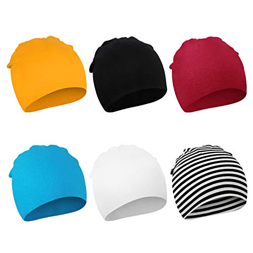 DRESHOW 6 Stücke Unisex Mütze Hut Junge Mütze Frühling Mützchen Kleinkind Wendemütze Jersey Slouch Beanie Bekleidung Unisex Infant Hut Kindergarten Mütze von DRESHOW