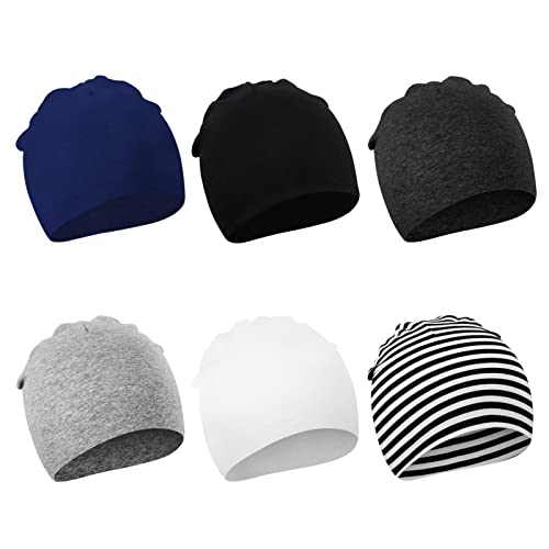 DRESHOW 6 Stücke Unisex Mütze Hut Junge Mütze Frühling Mützchen Kleinkind Wendemütze Jersey Slouch Beanie Bekleidung Unisex Infant Hut Kindergarten Mütze von DRESHOW