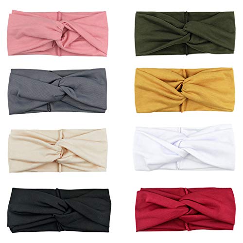 DRESHOW 8 Stück Damen Stirnband Kopfband Haarband Turban Elastische Stirnband Haarbänder Haarschmuck für Mädchen von DRESHOW