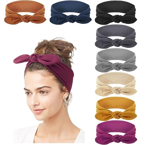 DRESHOW 8 Stück Damen Stirnband Kopfband Haarband Turban Elastische Stirnband Haarbänder Haarschmuck für Mädchen von DRESHOW