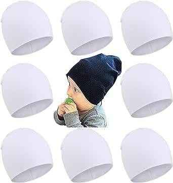 DRESHOW 8 Stücke Unisex Mütze Hut Junge Mütze Frühling Mützchen Kleinkind Wendemütze Jersey Slouch Beanie Bekleidung Unisex Infant Hut Kindergarten Mütze von DRESHOW