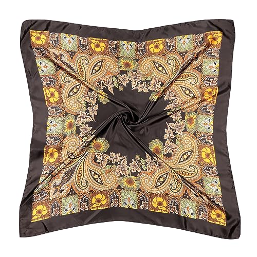 DRESHOW 90x90cm Große Quadratische Schals für Damen Seide Kopftuch Bandanas Haartuch Halstuch Haarschmuck von DRESHOW