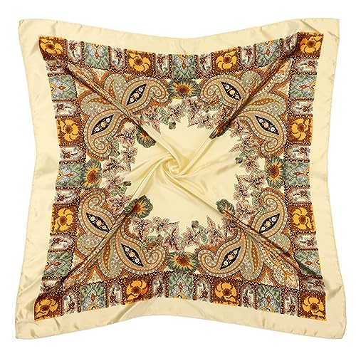 DRESHOW 90x90cm Große Quadratische Schals für Damen Seide Kopftuch Bandanas Haartuch Halstuch Haarschmuck von DRESHOW