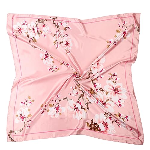 DRESHOW 90x90cm Große Quadratische Schals für Damen Seide Kopftuch Bandanas Haartuch Halstuch Haarschmuck von DRESHOW