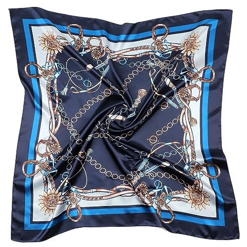 DRESHOW 90x90cm Große Quadratische Schals für Damen Seide Kopftuch Bandanas Haartuch Halstuch Haarschmuck von DRESHOW