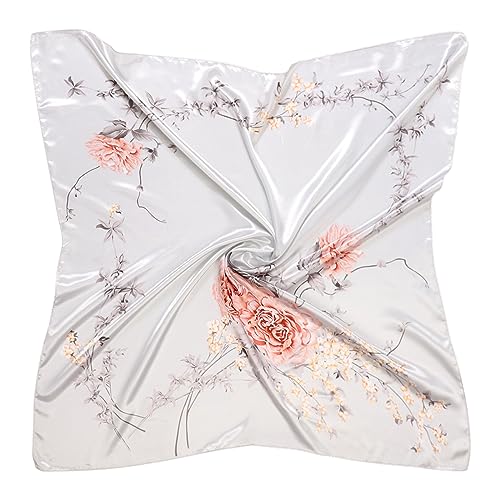 DRESHOW 90x90cm Große Quadratische Schals für Damen Seide Kopftuch Bandanas Haartuch Halstuch Haarschmuck von DRESHOW