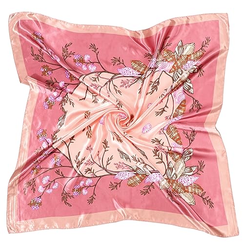 DRESHOW 90x90cm Große Quadratische Schals für Damen Seide Kopftuch Bandanas Haartuch Halstuch Haarschmuck von DRESHOW