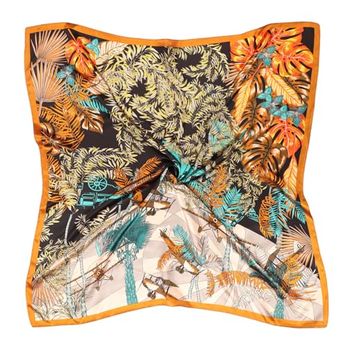 DRESHOW 90x90cm Große Quadratische Schals für Damen Seide Kopftuch Bandanas Haartuch Halstuch Haarschmuck von DRESHOW