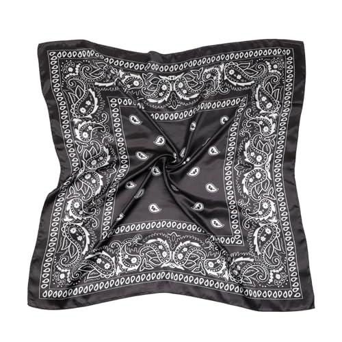 DRESHOW 90x90cm Große Quadratische Schals für Damen Seide Kopftuch Bandanas Haartuch Halstuch Haarschmuck von DRESHOW