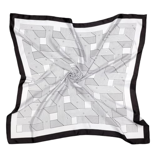 DRESHOW 90x90cm Große Quadratische Schals für Damen Seide Kopftuch Bandanas Haartuch Halstuch Haarschmuck von DRESHOW