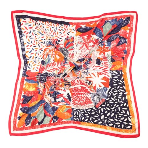 DRESHOW 90x90cm Große Quadratische Schals für Damen Seide Kopftuch Bandanas Haartuch Halstuch Haarschmuck von DRESHOW