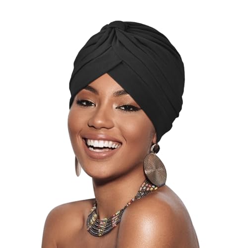 DRESHOW Afrikanischer Damen Turban Weicher Turbane Chemo Kopfwickel Kopfbedeckung Plissierte Beanie Mütze Haarausfall-Hut DRESHOW Afrikanischer Damen Turban Weicher Turbane Chemo Kopfwickel Kopfbedeckung Plissierte Beanie Mütze Haarausfall-Hut von DRESHOW