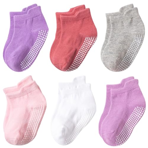 DRESHOW Baby Anti-Rutsch-Griff Knöchelsocken mit Greifern Rutschfeste Sohlen für Säuglinge Kleinkinder Kinder Jungen Mädchen von DRESHOW