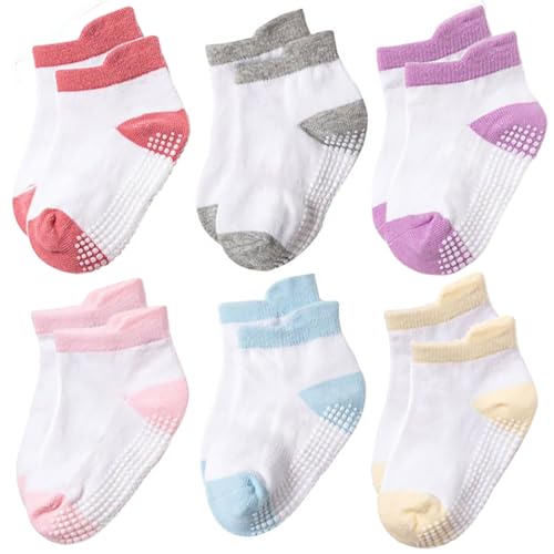 DRESHOW Baby Anti-Rutsch-Griff Knöchelsocken mit Greifern Rutschfeste Sohlen für Säuglinge Kleinkinder Kinder Jungen Mädchen von DRESHOW