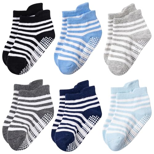 DRESHOW Baby Anti-Rutsch-Griff Knöchelsocken mit Greifern Rutschfeste Sohlen für Säuglinge Kleinkinder Kinder Jungen Mädchen von DRESHOW