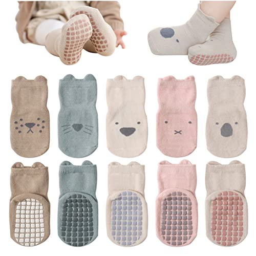 DRESHOW Baby Anti-Rutsch-Socken Kleinkind Knöchel Crew Socken mit Griffen thermische Cartoon Baumwolle Socken für Kleinkind Mädchen Jungen von DRESHOW