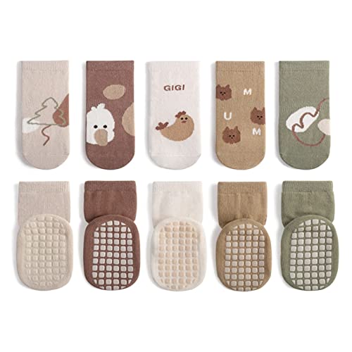 DRESHOW Baby Anti-Rutsch-Socken Kleinkind Knöchel Crew Socken mit Griffen thermische Cartoon Baumwolle Socken für Kleinkind Mädchen Jungen von DRESHOW