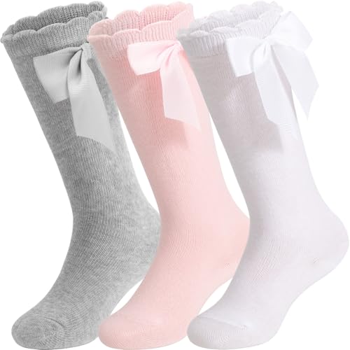 DRESHOW Baby Mädchen Kniestrümpfe Kleinkind Kleid Socken Baby Schleife Strumpf Baumwolle Säuglingssocken von DRESHOW