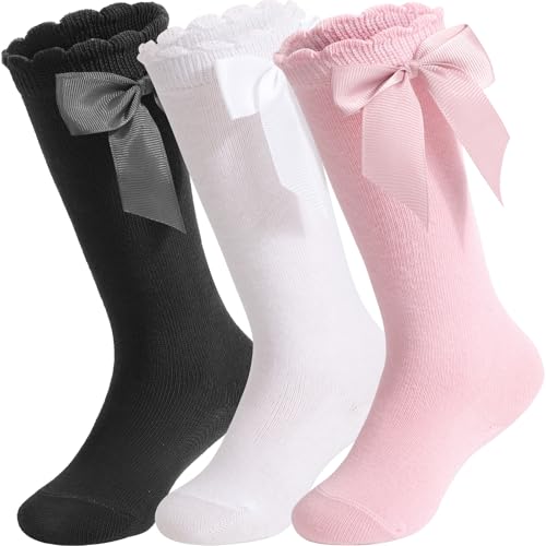 DRESHOW Baby Mädchen Kniestrümpfe Kleinkind Kleid Socken Baby Schleife Strumpf Baumwolle Säuglingssocken von DRESHOW