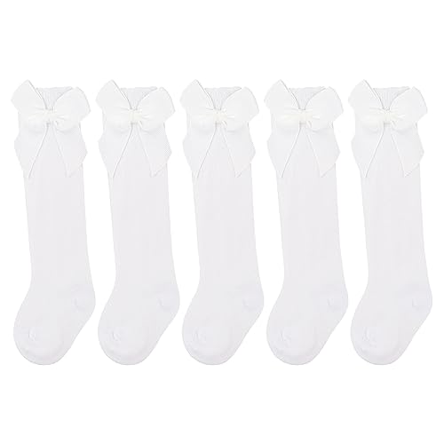 DRESHOW Baby Mädchen Kniestrümpfe Kleinkind Kleid Socken Baby Schleife Strumpf Baumwolle Säuglingssocken von DRESHOW