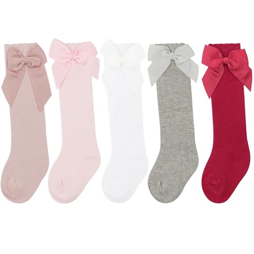 DRESHOW Baby Mädchen Kniestrümpfe Kleinkind Kleid Socken Baby Schleife Strumpf Baumwolle Säuglingssocken von DRESHOW