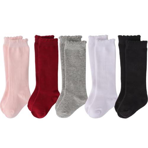 DRESHOW Baby Mädchen Kniestrümpfe Kleinkind Kleid Socken Baby Schleife Strumpf Baumwolle Säuglingssocken von DRESHOW