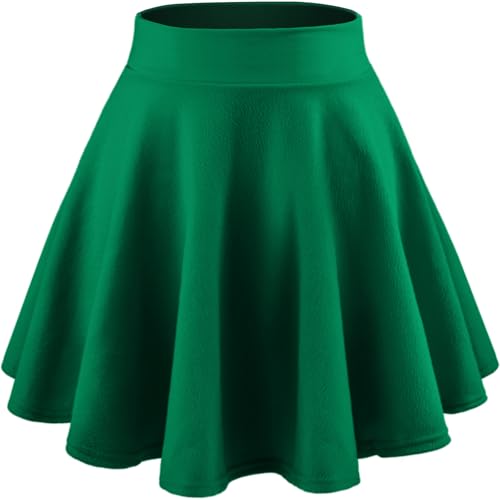 DRESHOW Basic Solid Stretchy Flared Beiläufige Mini Skater-rock für Damen Mädchen, Größe: M, Farbe: Grün DRESHOW Basic Solid Stretchy Flared Beiläufige Mini Skater-rock für Damen Mädchen, Größe: M, Farbe: Grün von DRESHOW