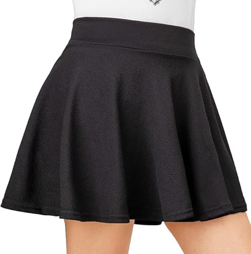 DRESHOW Basic Solid Stretchy Flared Beiläufige Mini Skater-Rock für Damen Mädchen von DRESHOW