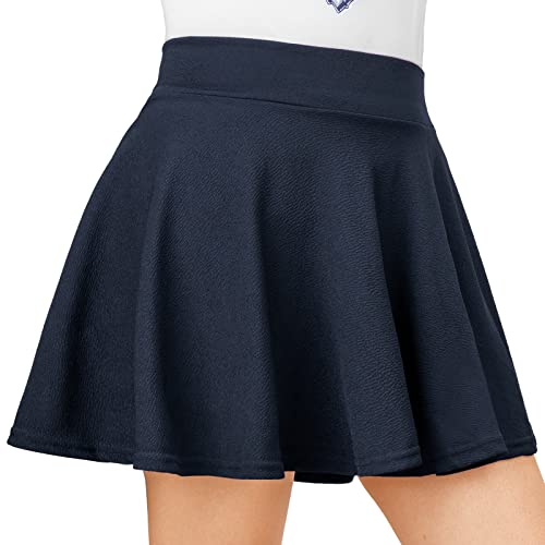 DRESHOW Basic Solid Stretchy Flared Beiläufige Mini Skater-rock für Damen Mädchen, Größe: M, Farbe: Marine von DRESHOW
