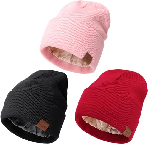 DRESHOW Beanie Mütze für Damen Herren Warme Wintermütze mit Weichem Satin Gefütterte Unisex Dehnbar Mütze mit Bündchen Strickmütze DRESHOW Beanie Mütze für Damen Herren Warme Wintermütze mit Weichem Satin Gefütterte Unisex Dehnbar Mütze mit Bündchen Strickmütze von DRESHOW