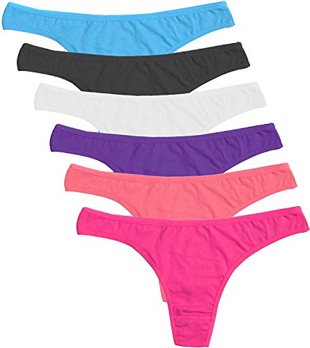 DRESHOW Damen Baumwolle Tanga Unterwäsche Assorted Strings Unterwäsche Atmungsaktive Unterhosen, 6er-Pack von DRESHOW