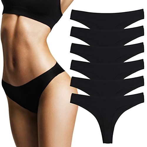 DRESHOW Damen Baumwolle Tanga Unterwäsche Assorted Strings Unterwäsche Atmungsaktive Unterhosen, 6er-Pack von DRESHOW