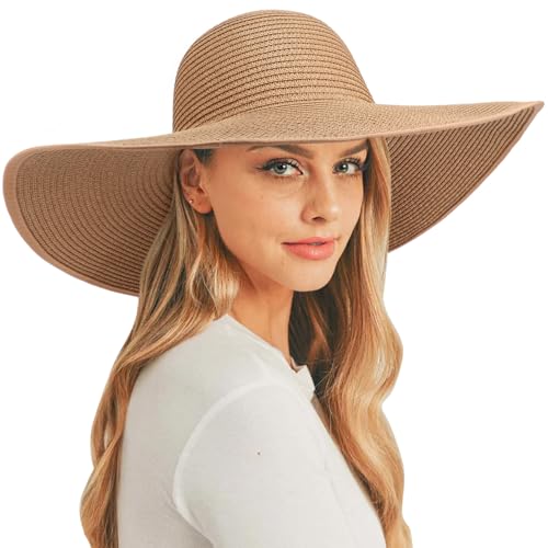 DRESHOW Damen Breit Krempe Strohhut Faltbar Schutz Strandhut Elegant Sommer Hut Sonnenhüte UPF 50+ DRESHOW Damen Breit Krempe Strohhut Faltbar Schutz Strandhut Elegant Sommer Hut Sonnenhüte UPF 50+ von DRESHOW