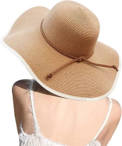 DRESHOW Damen Breit Krempe Strohhut Faltbar Schutz Strandhut Elegant Sommer Hut Sonnenhüte UPF 50+ von DRESHOW