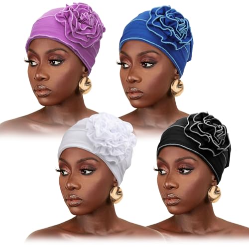 DRESHOW Damen Chemo Mütze, Weiche Krebs Kopfbedeckung, Elastische Krebs Mützen mit Blumen für Damen mit Haarausfall DRESHOW Damen Chemo Mütze, Weiche Krebs Kopfbedeckung, Elastische Krebs Mützen mit Blumen für Damen mit Haarausfall von DRESHOW