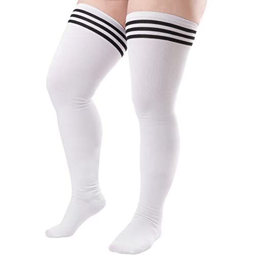 DRESHOW Damen Extra Lange Socken Übergröße Kniestrümpfe Oberschenkelhohe Socken Overknee Lange Stiefel Strümpfe Beinwärmer von DRESHOW