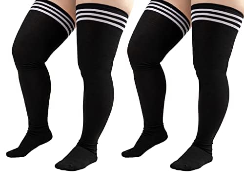 DRESHOW Damen Extra Lange Socken Übergröße Kniestrümpfe Oberschenkelhohe Socken Overknee Lange Stiefel Strümpfe Beinwärmer von DRESHOW