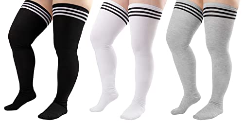 DRESHOW Damen Extra Lange Socken Übergröße Kniestrümpfe Oberschenkelhohe Socken Overknee Lange Stiefel Strümpfe Beinwärmer von DRESHOW