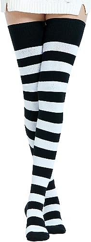 DRESHOW Damen Extra Lange Socken Überknie Lange Kniestrümpfe Overknee Strümpfe Retro Schüler Überknie Strick Socken von DRESHOW