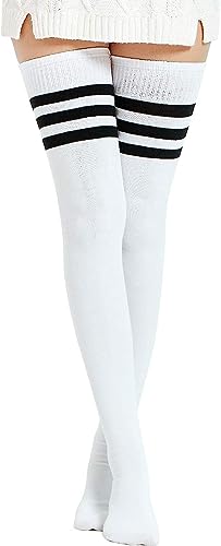 DRESHOW Damen Extra Lange Socken Überknie Lange Kniestrümpfe Overknee Strümpfe Retro Schüler Überknie Strick Socken von DRESHOW