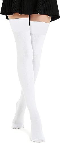 DRESHOW Damen Extra Lange Socken Überknie Lange Kniestrümpfe Overknee Strümpfe Retro Schüler Überknie Strick Socken von DRESHOW