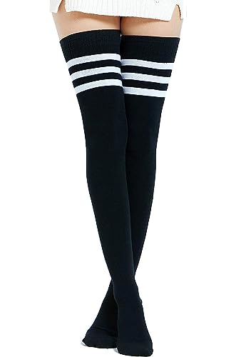 DRESHOW Damen Extra Lange Socken Überknie Lange Kniestrümpfe Overknee Strümpfe Retro Schüler Überknie Strick Socken von DRESHOW