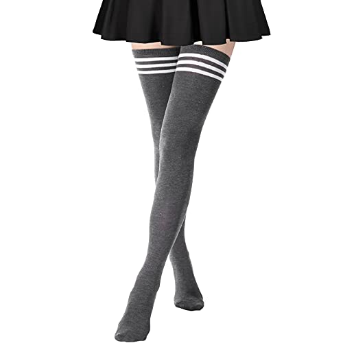 DRESHOW Damen Extra Lange Socken Überknie Lange Kniestrümpfe Overknee Strümpfe Retro Schüler Überknie Strick Socken von DRESHOW