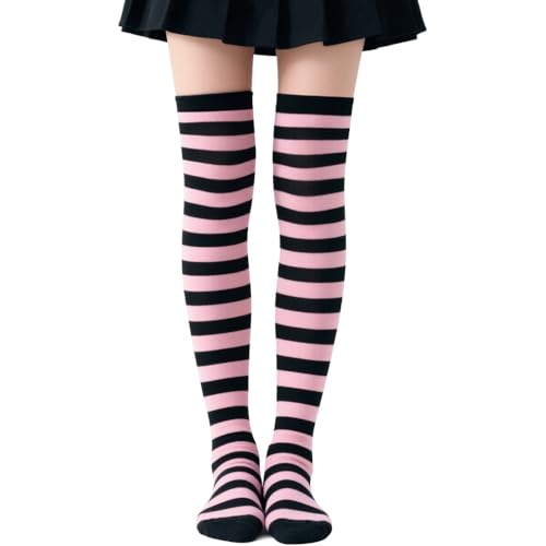 DRESHOW Damen Extra Lange Socken Überknie Lange Kniestrümpfe Overknee Strümpfe Retro Schüler Überknie Strick Socken von DRESHOW