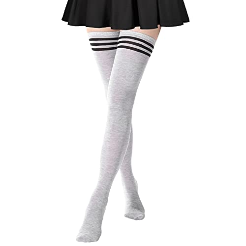 DRESHOW Damen Extra Lange Socken Überknie Lange Kniestrümpfe Overknee Strümpfe Retro Schüler Überknie Strick Socken von DRESHOW