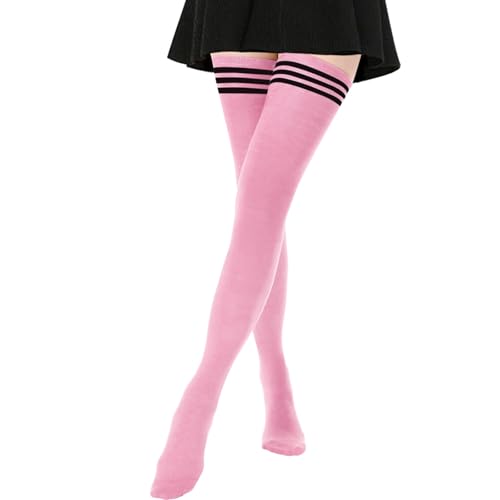 DRESHOW Damen Extra Lange Socken Überknie Lange Kniestrümpfe Overknee Strümpfe Retro Schüler Überknie Strick Socken von DRESHOW