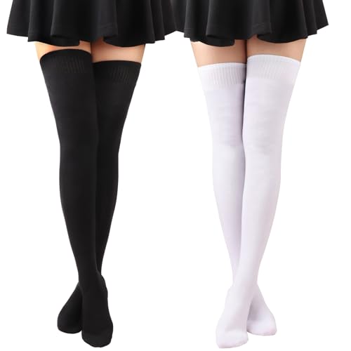 DRESHOW Damen Extra Lange Socken Überknie Lange Kniestrümpfe Overknee Strümpfe Retro Schüler Überknie Strick Socken von DRESHOW