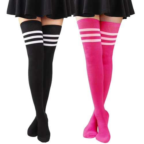 DRESHOW Damen Extra Lange Socken Überknie Lange Kniestrümpfe Overknee Strümpfe Retro Schüler Überknie Strick Socken von DRESHOW