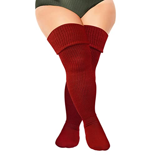 DRESHOW Damen Übergröße Kniestrümpfe Oberschenkelhohe Socken Extra Lange Socken Overknee Stiefel Strümpfe Beinwärmer von DRESHOW